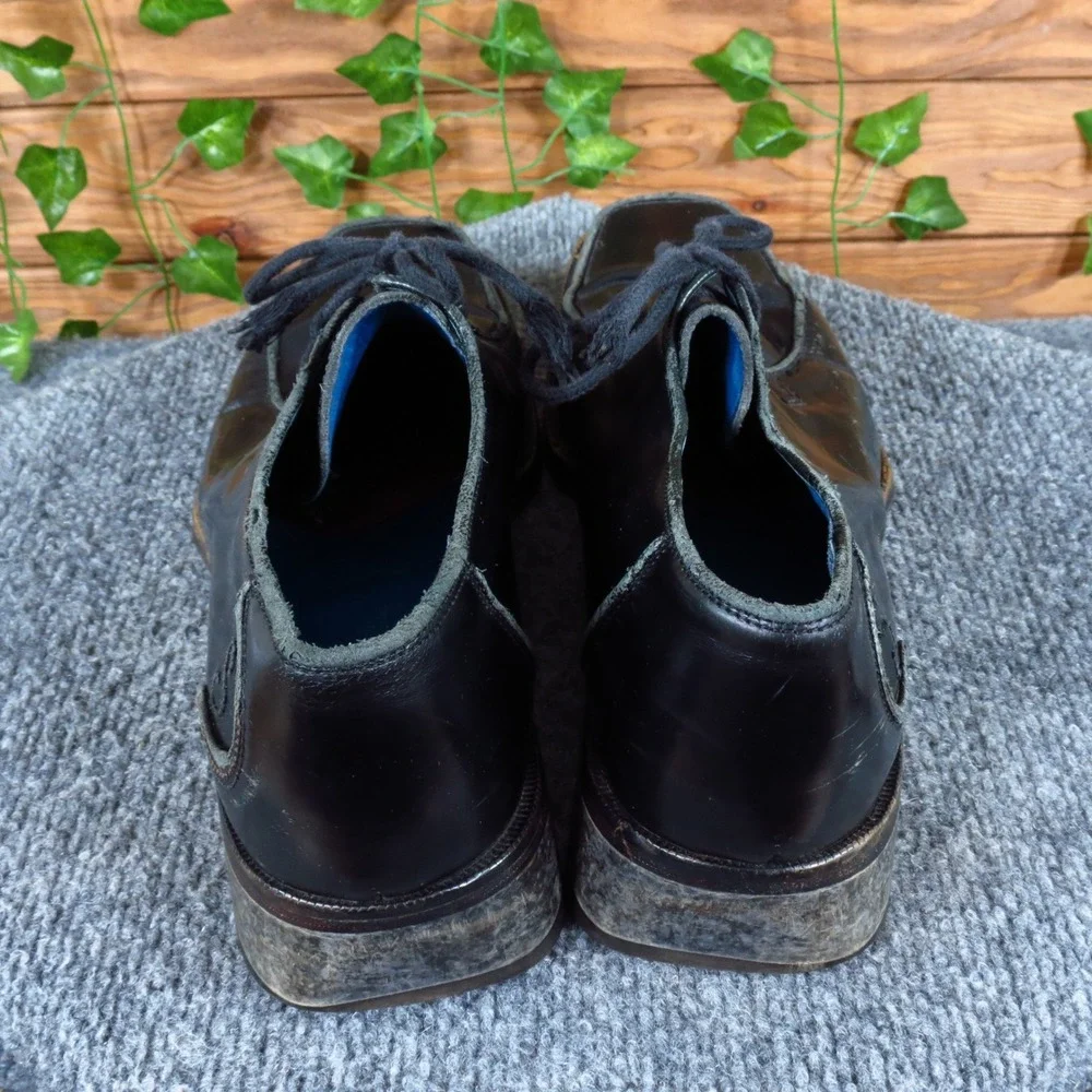 Oliver Sweeney Men Casual Leather Shoes Size 9 Square Toe Lace Up‎ Black Oxford